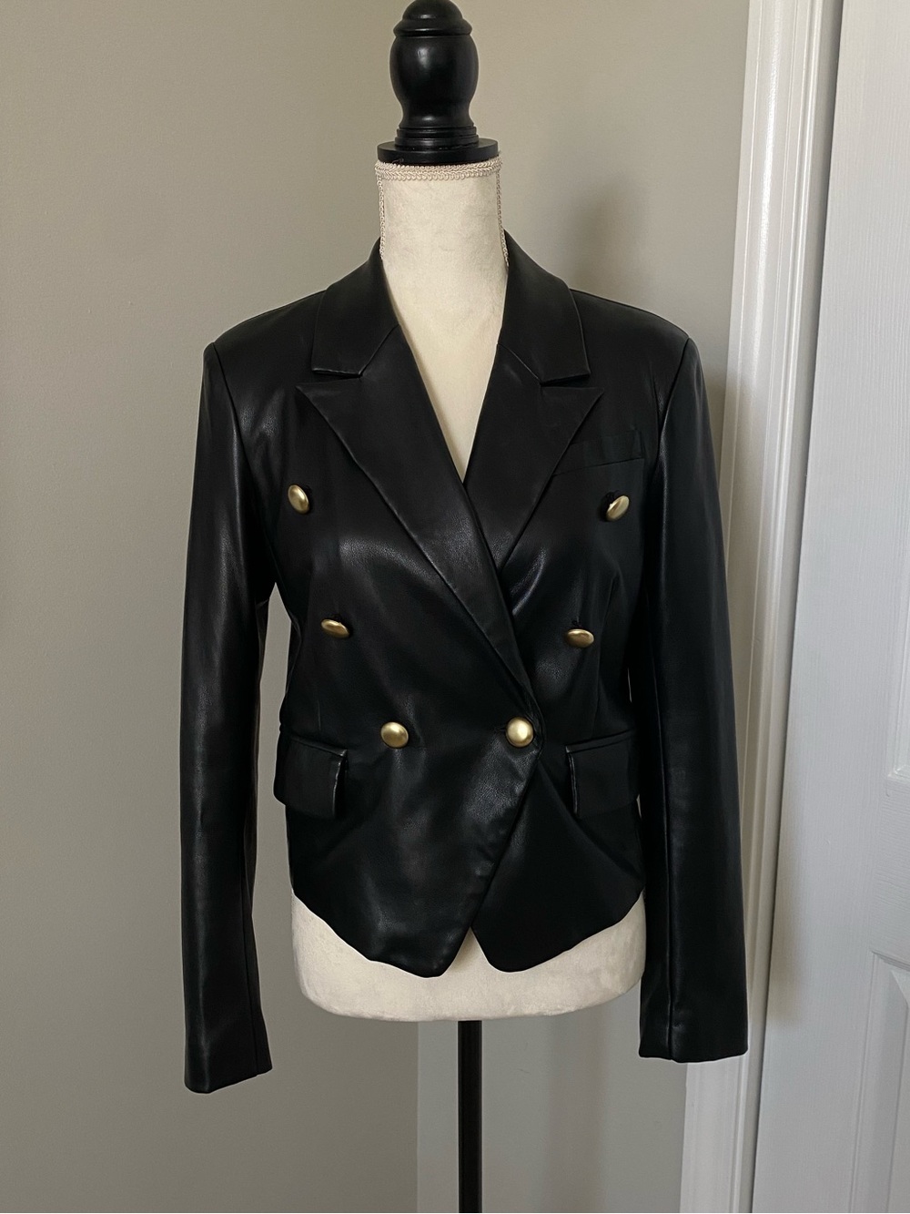 NEW 7 For All Mankind Black Faux Leather Jacket/Blazer - Small